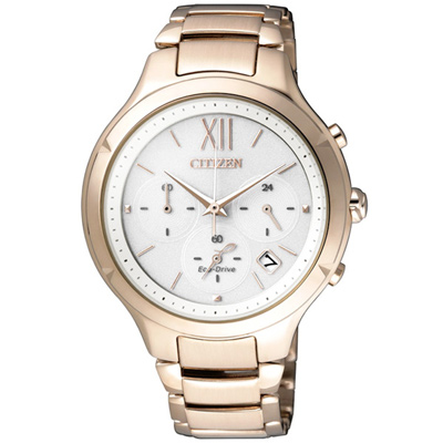 CITIZEN Eco-Drive 愛西斯之印時尚女錶-玫瑰金-FB4013-51A-37mm