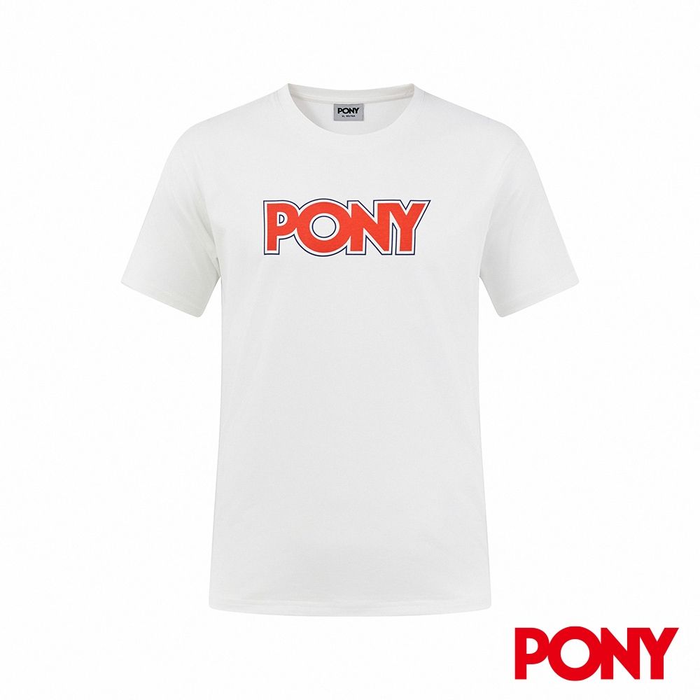 【PONY】經典LOGO 抑菌抗臭 冰感顆料降溫 微落肩 寬鬆 中性 T恤 四色任選 (白)