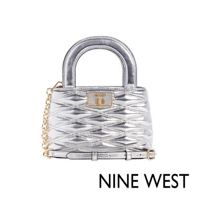 NINE WEST AVIVA 絎縫手提斜背包-銀色(140876)