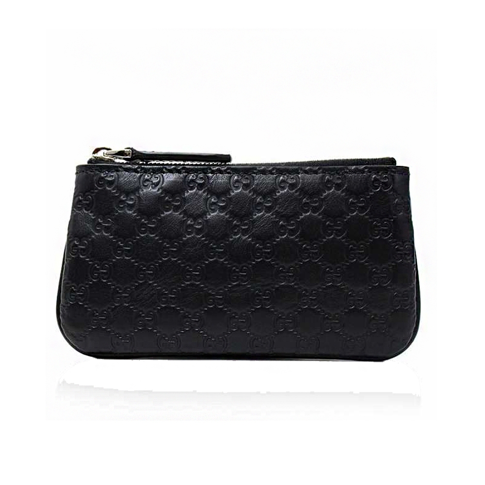 GUCCI 古馳】544476 經典Gutchishima GG 鑰匙圈拉鍊零錢包(黑色
