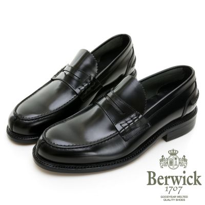 【BERWICK】西班牙進口-固特異工藝鋸齒亮面樂福鞋 -黑335006KM10