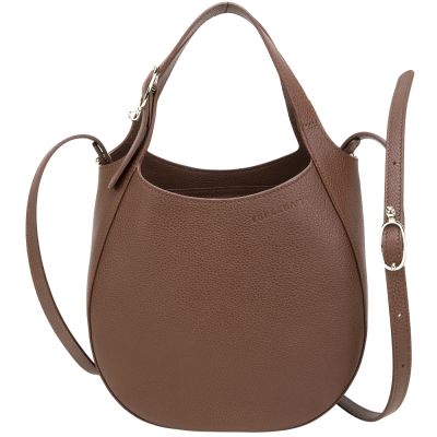 LONGCHAMP Le Foulonne S 荔紋牛皮半月手提/斜背兩用包(摩卡色)
