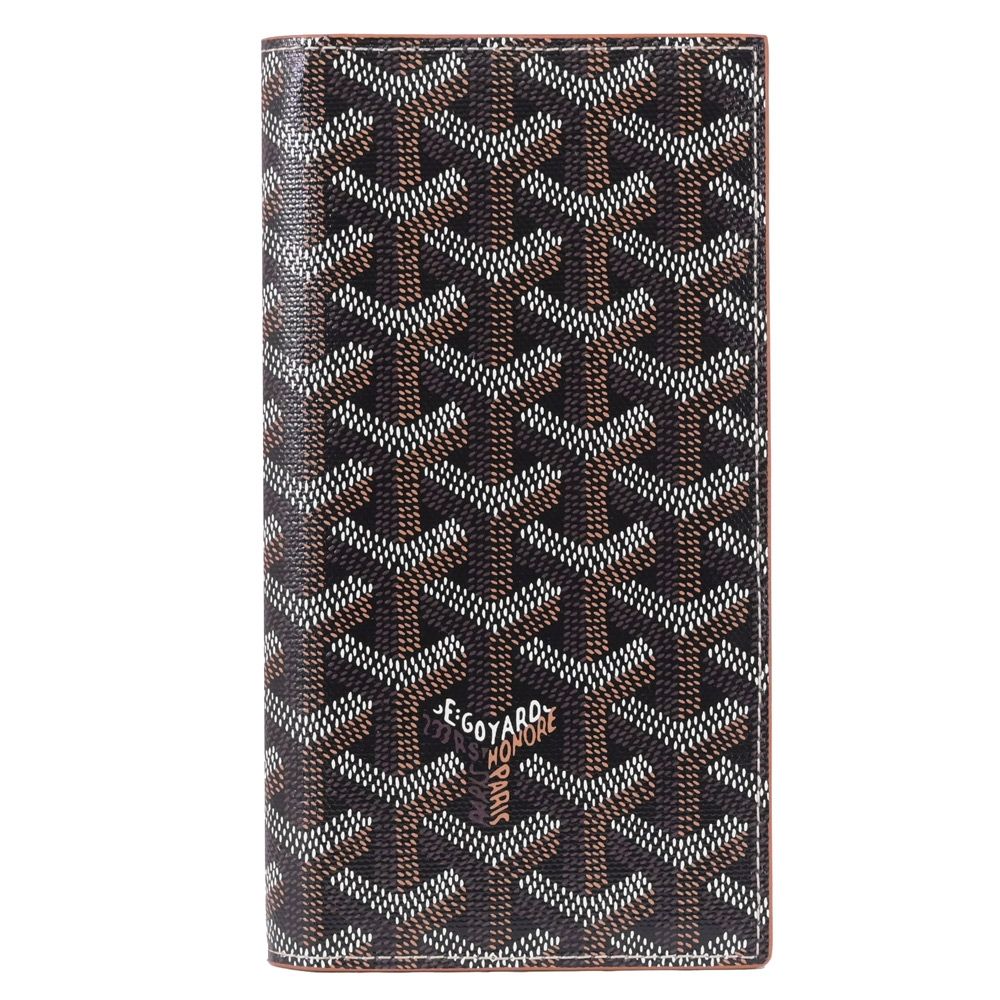 GOYARD Saint-Lambert Goyardine 印花皮革對開式長夾(咖)