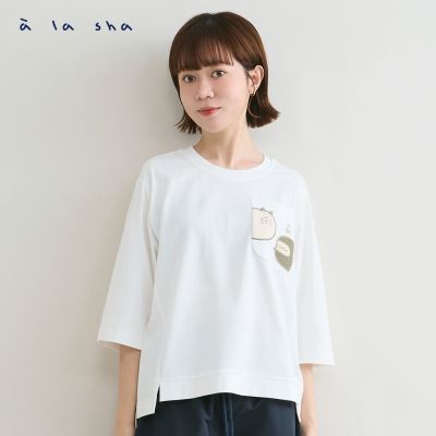 a la sha 圓圓像素動物們七分袖T恤