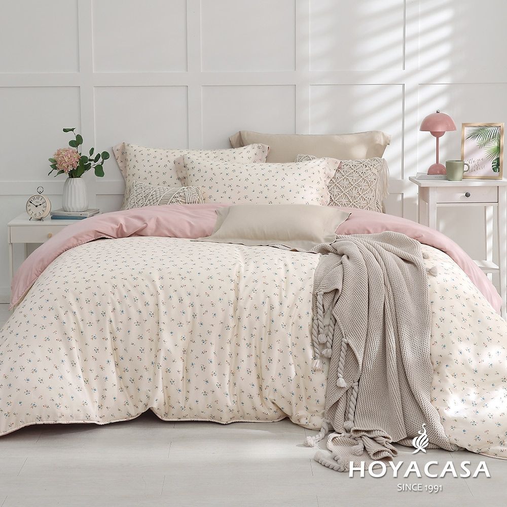 HOYACASA 60支抗菌天絲兩用被床包組(雙人/加大)-多款任選 (莓果香頌)