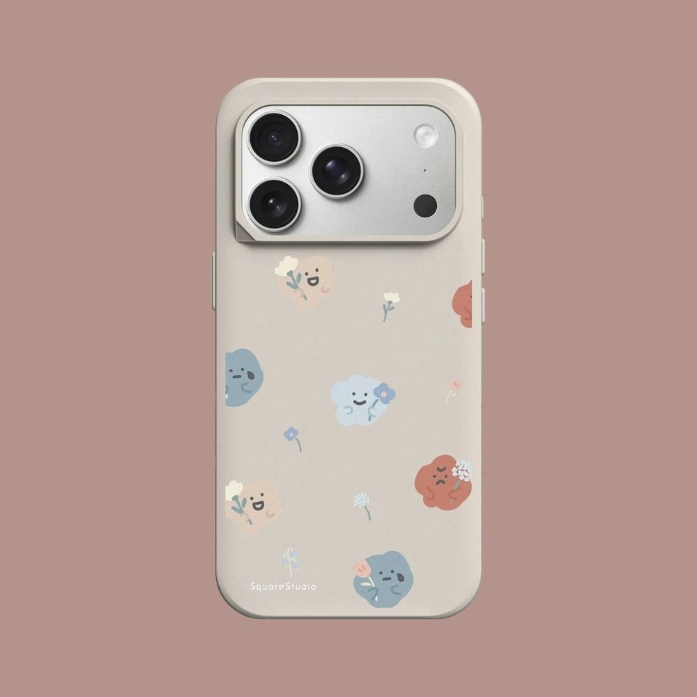 犀牛盾 iPhone 15/16/17/18系列 SolidX強化吸震緩衝防摔手機殼/方坊-小花喜怒哀樂 (貝殼灰)