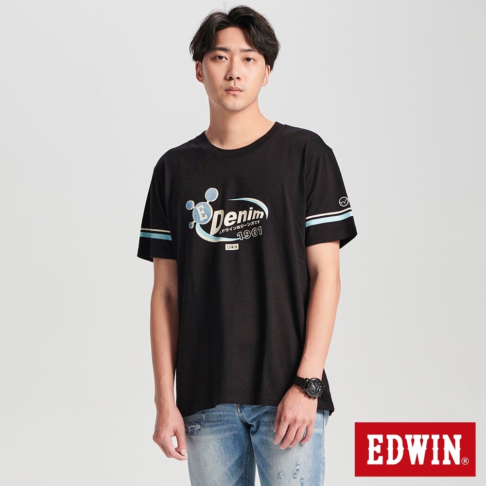 EDWIN 男裝 印條圖短袖T恤-黑色