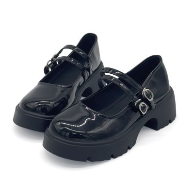 Robinlo 雙帶鏡面輕量厚底增高瑪莉珍鞋 HORNE 時尚黑