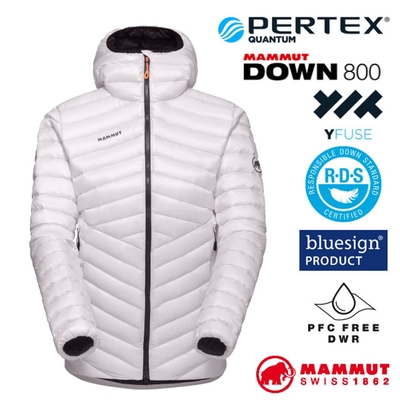 MAMMUT 長毛象 女 Broad Peak IN 輕量保暖防風防潑連帽羽絨外套.夾克 白/海洋藍