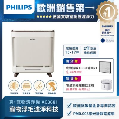 PHILIPS飛利浦 毛小奈抗敏寵物清淨機 AC3681