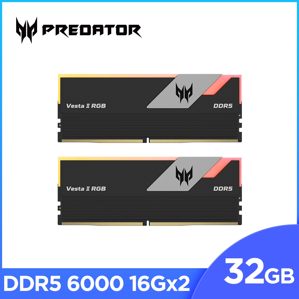 【動作確認済】Preoator Vesta2 DDR5 32GB(16×2) Acer Predator Vesta II RGB DDR5 RAM 32GB (16GBx2) 6000MHz
