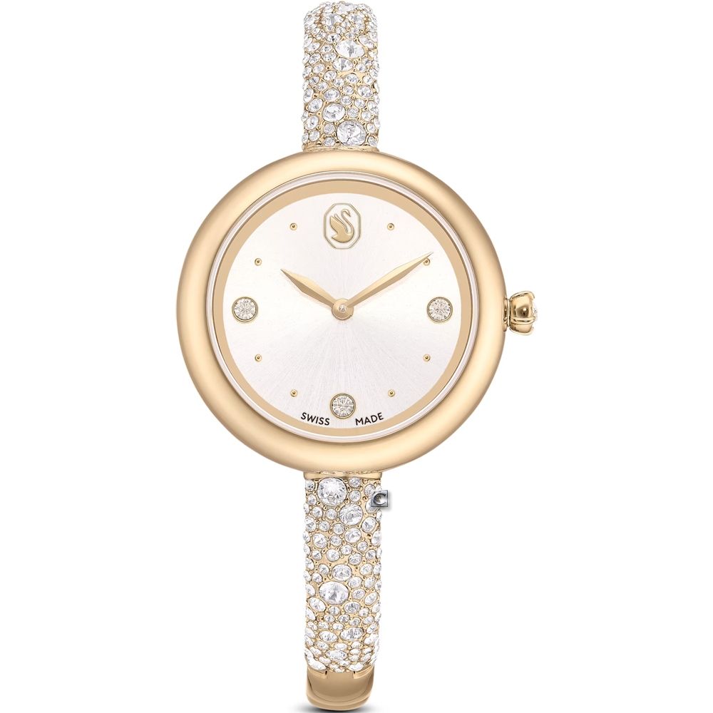 SWAROVSKI 施華洛世奇 Sublima bangle 閃耀手鐲式腕錶-28mm金色 5734635