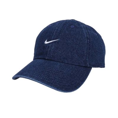 NIKE 丹寧運動帽-防曬 遮陽 鴨舌帽 帽子 HF0383-419 深藍白