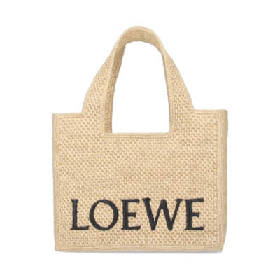 LOEWE 羅威 Small Font 小號 酒椰纖維 草編包 字型 手提包 托特包 肩背包 自然色
