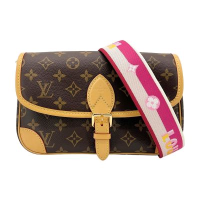 LOUIS VUITTON路易威登 Louis Vuitton LV路易威登 展示品 Diane 帆布印花肩背/斜背二用包(M46049-桃背帶)