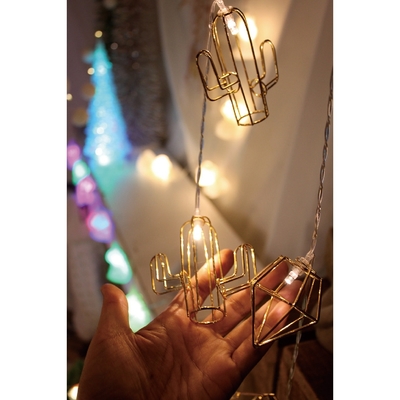 SPICE 日本雜貨 仙人掌造型 LED燈飾條8個燈泡/條 1.7m 小夜燈 LED燈 露營燈
