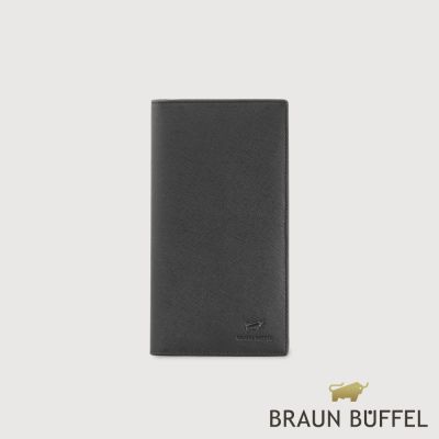 【BRAUN BUFFEL 德國小金牛】台灣總代理 艾康-A1 18卡兩折長夾-黑色/BF582-631-BK