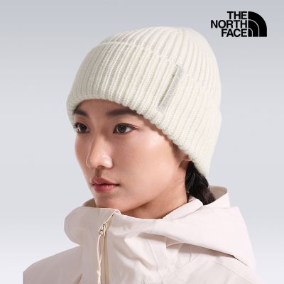 【The North Face 官方旗艦】北面男女款米白色舒適保暖毛帽｜8HMRQLI