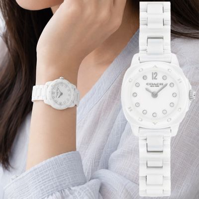 COACH Kitt 晶鑽陶瓷氣質簡約小錶徑女錶 手錶 周年慶獻禮 送禮推薦-白色/21mm CO14504662