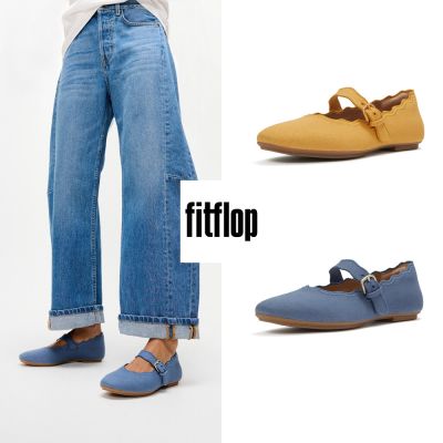 【FitFlop】DELICATO 波浪邊帆布瑪麗珍鞋-女(多色)