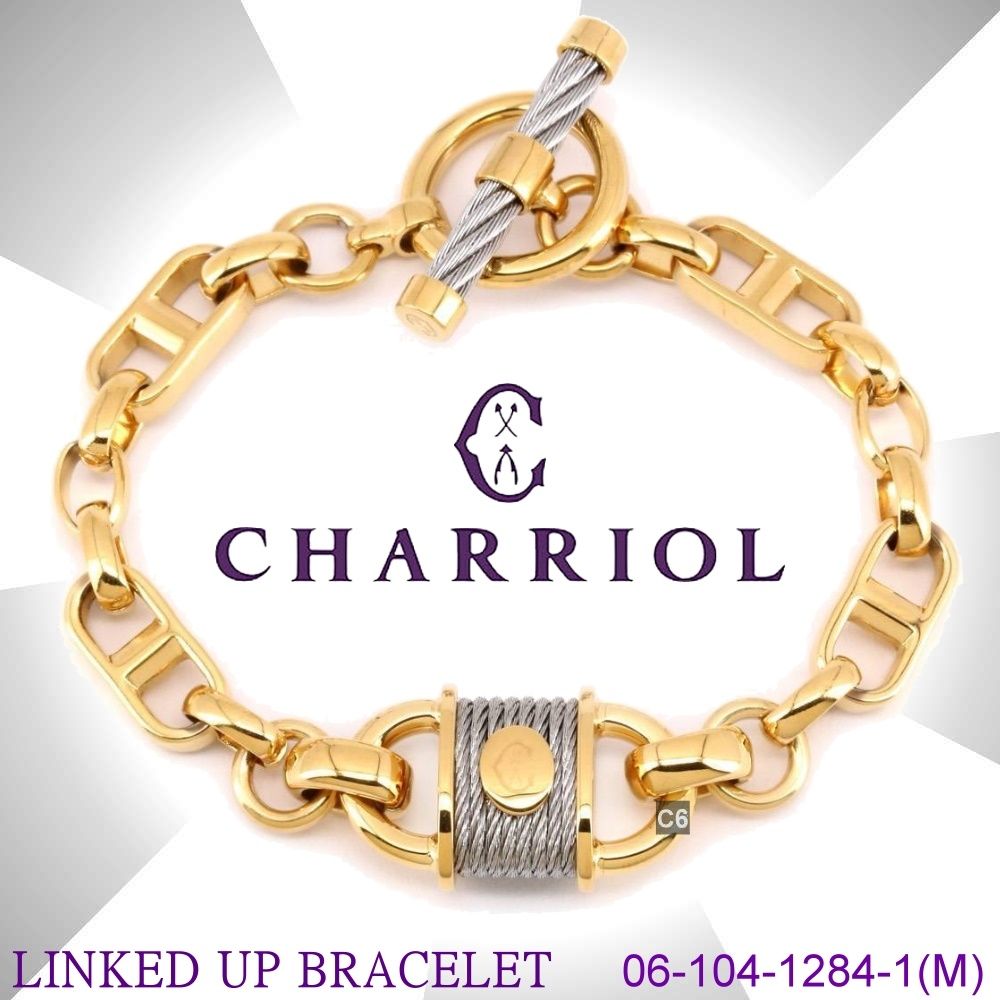 CHARRIOL夏利豪 情人節款Bracelet Linked-up銜接手鍊金鎖頭金鍊海錨扣M款 C6(06-104-1284-1/M)