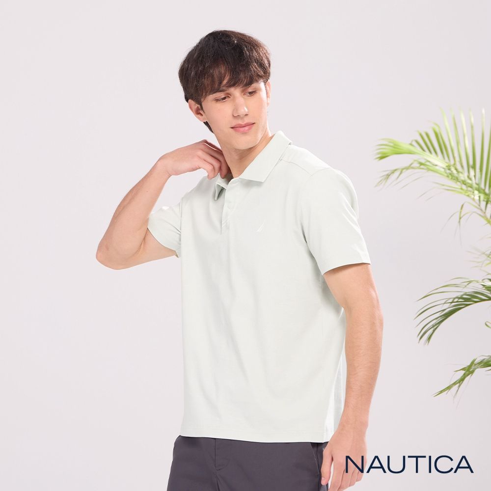Nautica 官方旗艦 男裝 美式輕機能涼感抗菌短袖POLO衫-淺綠色