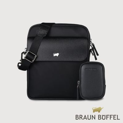 【BRAUN BUFFEL 德國小金牛】台灣總代理 諾曼德 直式斜背包-黑色/BF563-17-BK