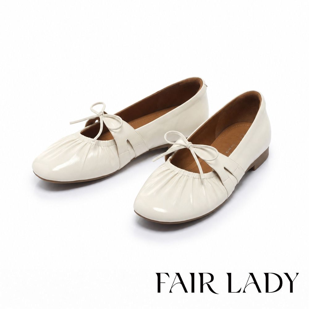 FAIR LADY 小時光 甜美蝴蝶結芭蕾瑪莉珍鞋 米 (5R3265)