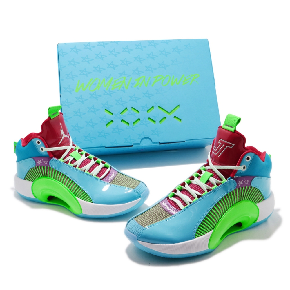 Nike 籃球鞋Air Jordan XXXV WIP 男鞋喬丹35代避震包覆明星球鞋藍綠