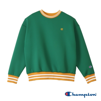 Champion 官方直營-CASUAL 寬版刺繡C標拼接羅紋上衣-女(深綠色)