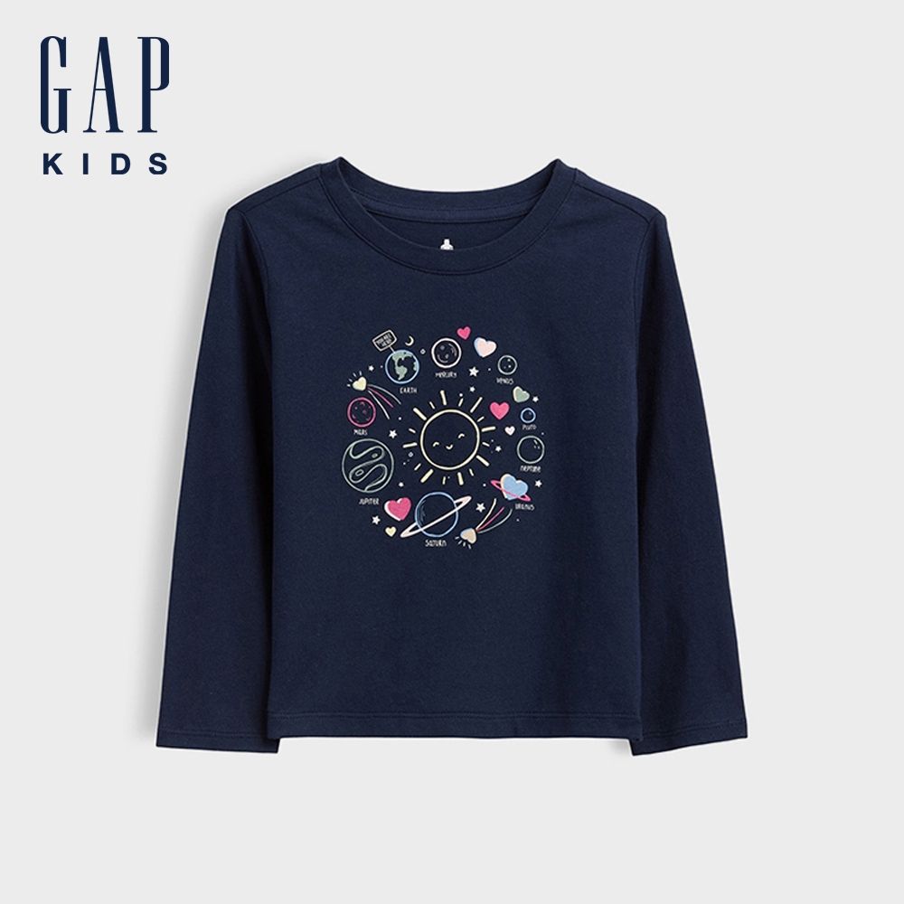 【GAP】嬰兒及幼兒百搭圖案T恤-藍色(912451) (藍色)