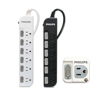 Philips 飛利浦 ❰超值組❱ 6開6座延長線 1.8M-CHP3460 + 1開1壁插 CHP3010