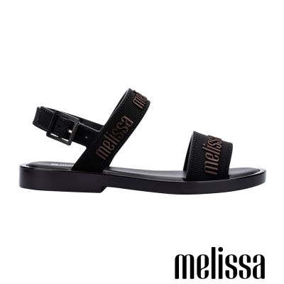 Melissa-一字帶後調節平底涼鞋-黑色