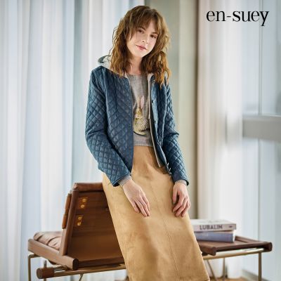 【en-suey 銀穗】仿麂皮後開叉微A字中長裙