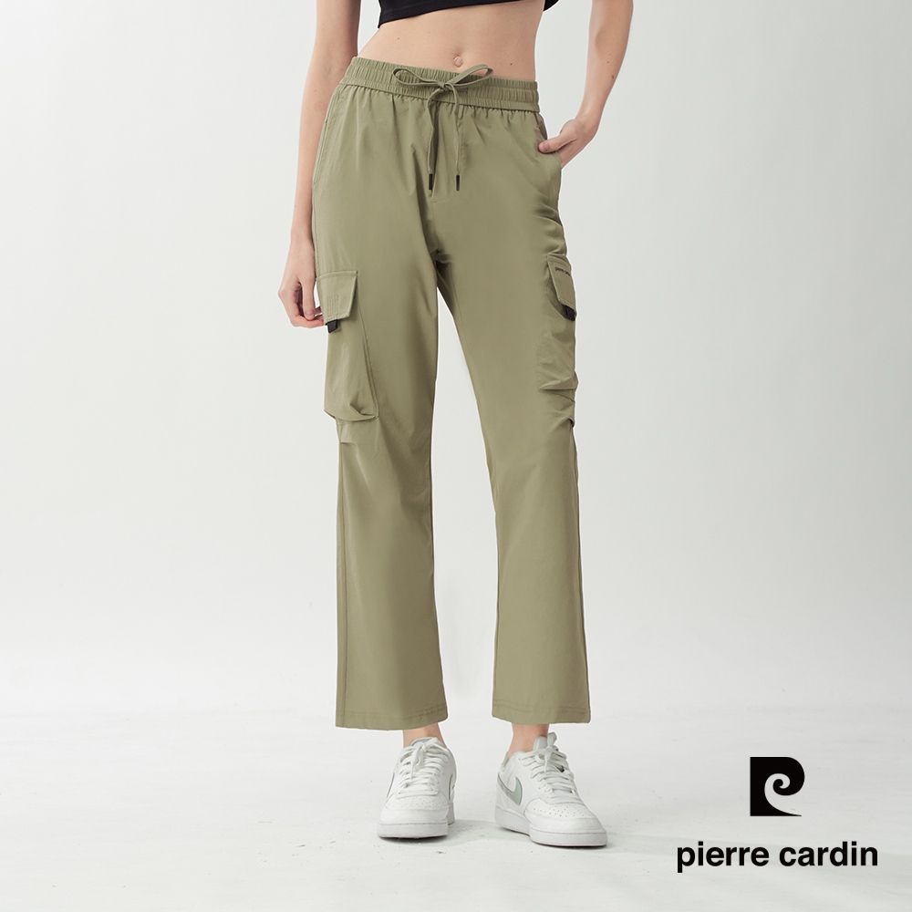 pierre cardin 皮爾卡登 網路獨家 男女款 快乾透氣輕量機能工裝長褲/寬褲(多色任選) (女款-卡其色)