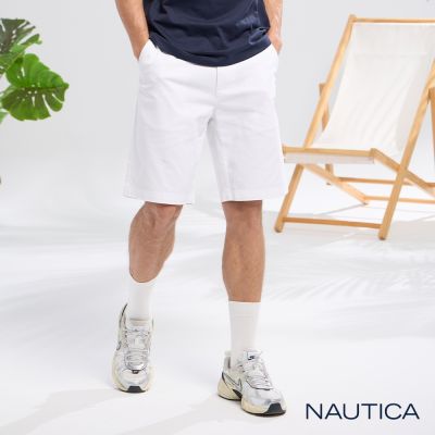 Nautica 官方旗艦 男裝 質感紳士休閒短褲-白色