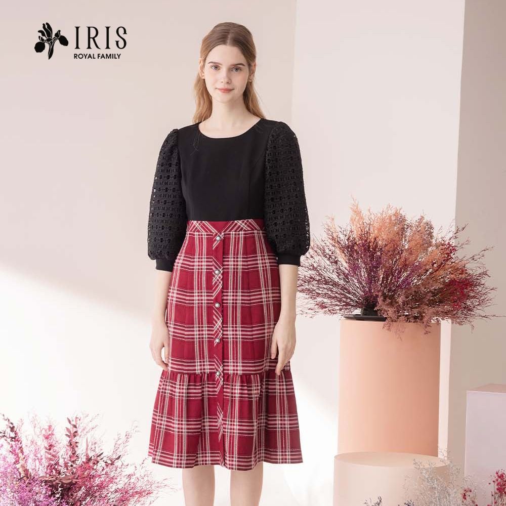 【IRIS 艾莉詩】文藝格紋連衣裙-2色-366A2 (紅色系)