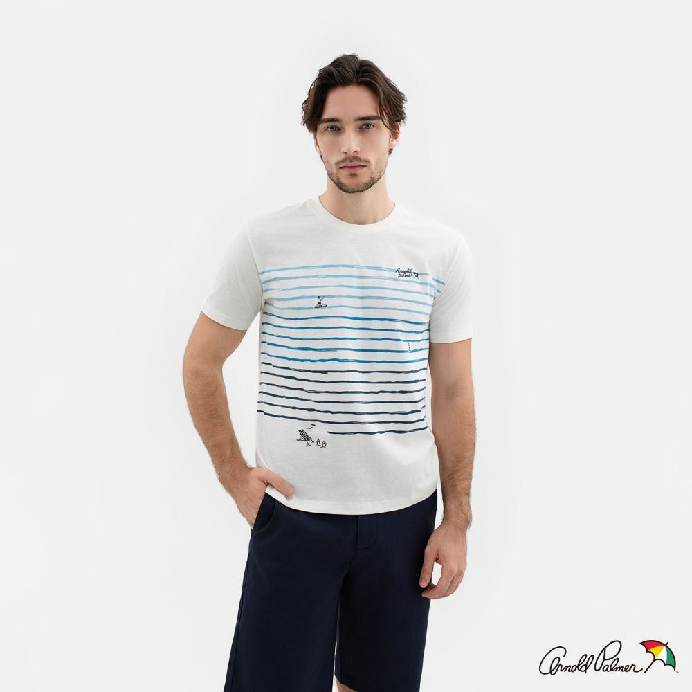 Arnold Palmer 男裝-度假風印花短袖T-Shirt-米白色