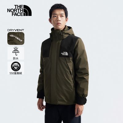 The North Face 官方旗艦 北面男款灰褐色DRYVENT防水羽絨內裡三合一外套｜8DNH21L