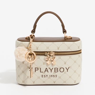 PLAYBOY - 斜背包  Bunny Lattice系列 - 咖啡色
