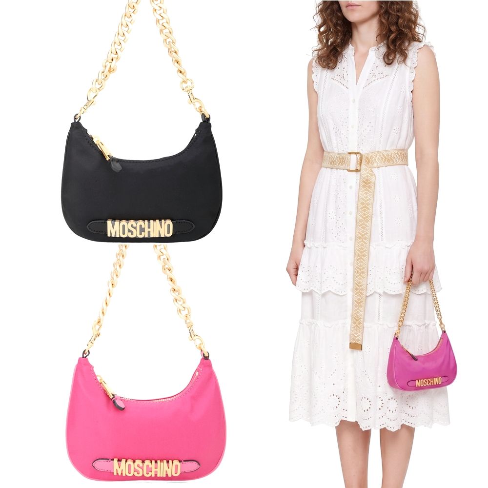 MOSCHINO 字母尼龍拼牛皮手提/肩背腋下包-3色可選