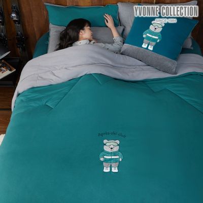 YVONNE 以旺傢飾 伯恩熊 單人蓄暖被-森林綠