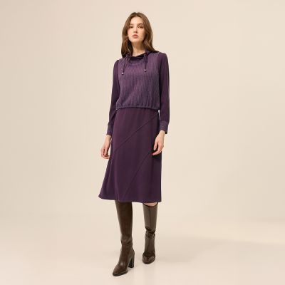 ILEY伊蕾 真兩件式磨毛長洋裝(深紫；M-2L)