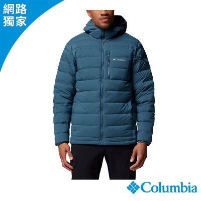 Columbia 哥倫比亞 男款-保暖防潑羽絨連帽外套-Drift Peak-孔雀綠 UWE18520TL/JF