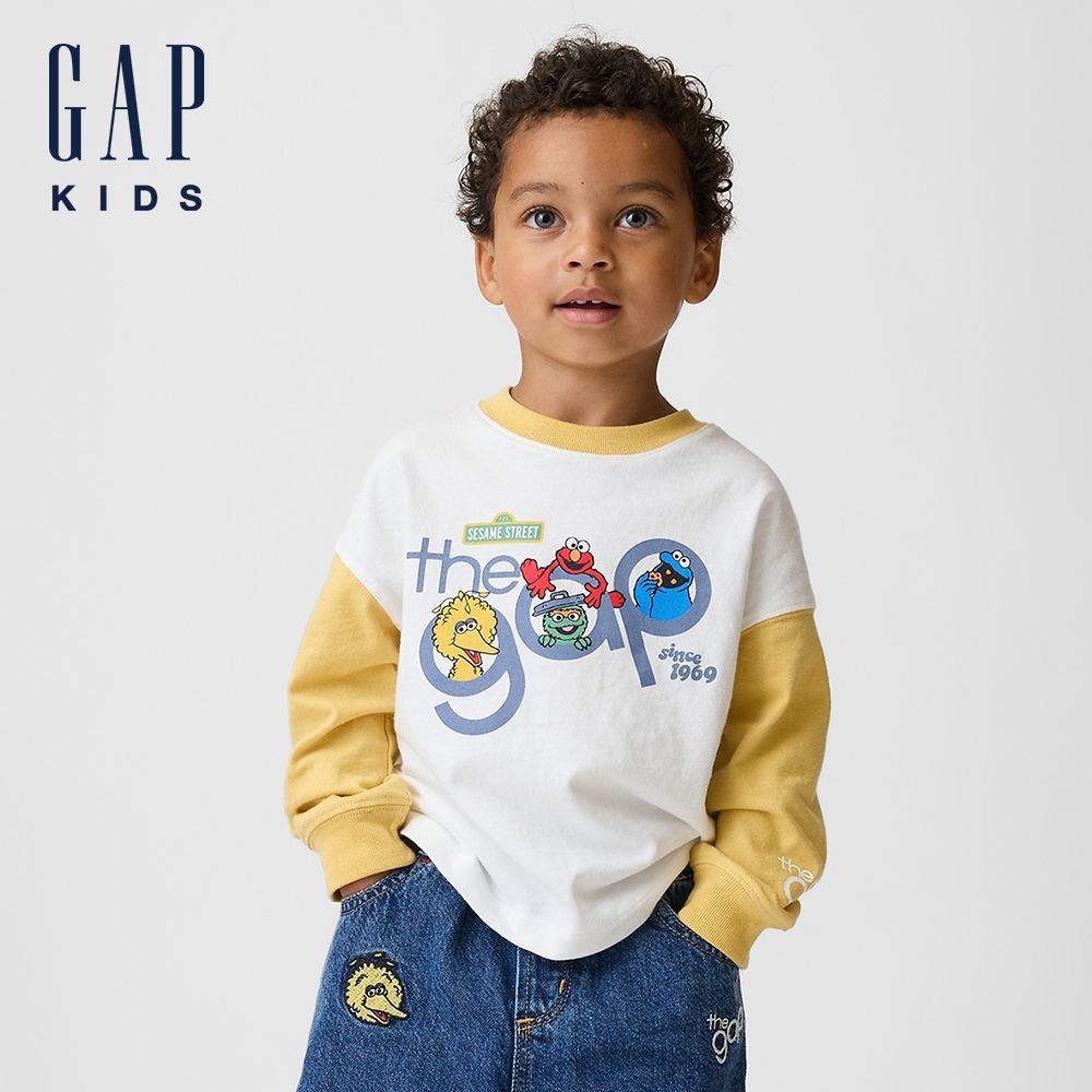 【GAP】嬰兒及幼兒Gap × Sesame Street芝麻街圖案T恤-黃色(915347) (黃色)