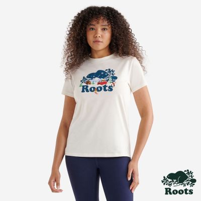 Roots女裝- HOLIDAY PAJAMA 短袖上衣-米白色