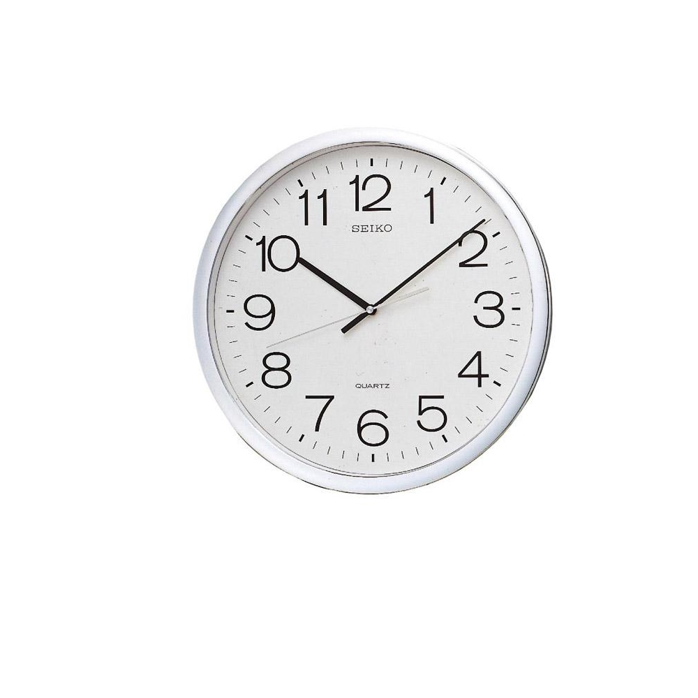 SEIKO 日本精工 銀框 標準型 辦公室掛鐘(QXA020S)-白/36.1cm