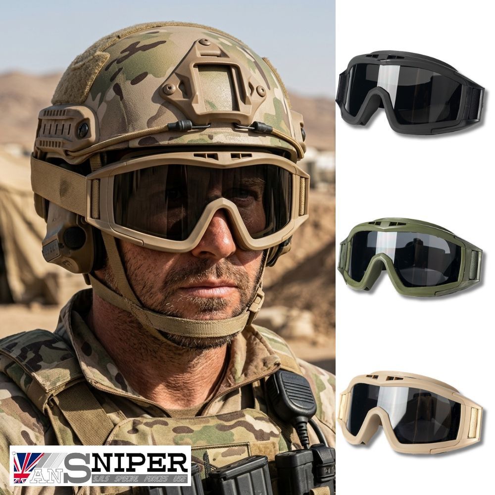 [ANSNIPER]SP-CH01-049抗UV400軍特部抗藍光超強化防爆防彈戰術風雪護目鏡(3片)完整組