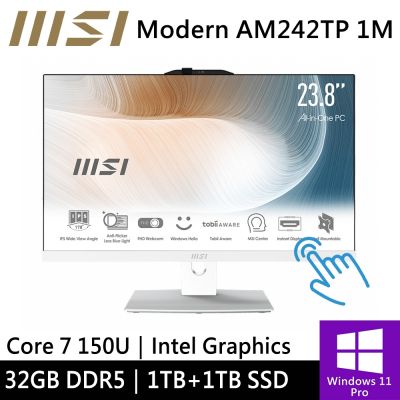 MSI微星 微星 Modern AM242TP 1M-1061TW-SP4 24型 白(Core 7 150U/32G/1TB+1TB/W11P/十點觸控)特仕版