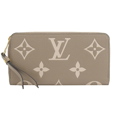LOUIS VUITTON路易威登 LV M69794 Monogram Empreinte經典牛皮花紋拉鍊長夾(斑鳩灰)
